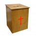 FixtureDisplays® Wood Church Collection Fundraising Box Donation Charity Box with Red Cross Christian Church Tithes & Offering Prayer Box 9-1/2